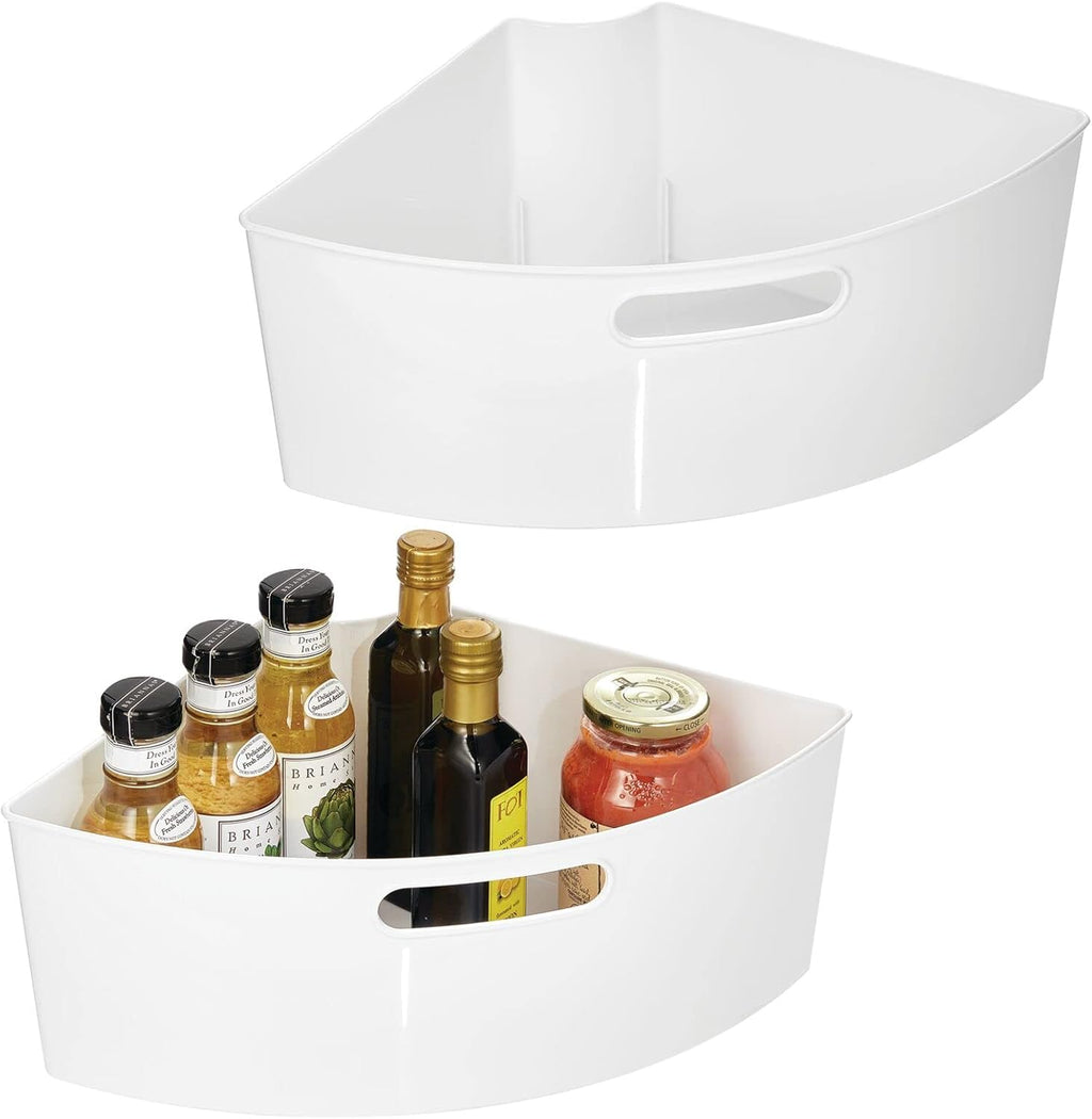 Smoke Gray Plastic Lazy Susan Storage Organizer Bins 2 Pack A414400