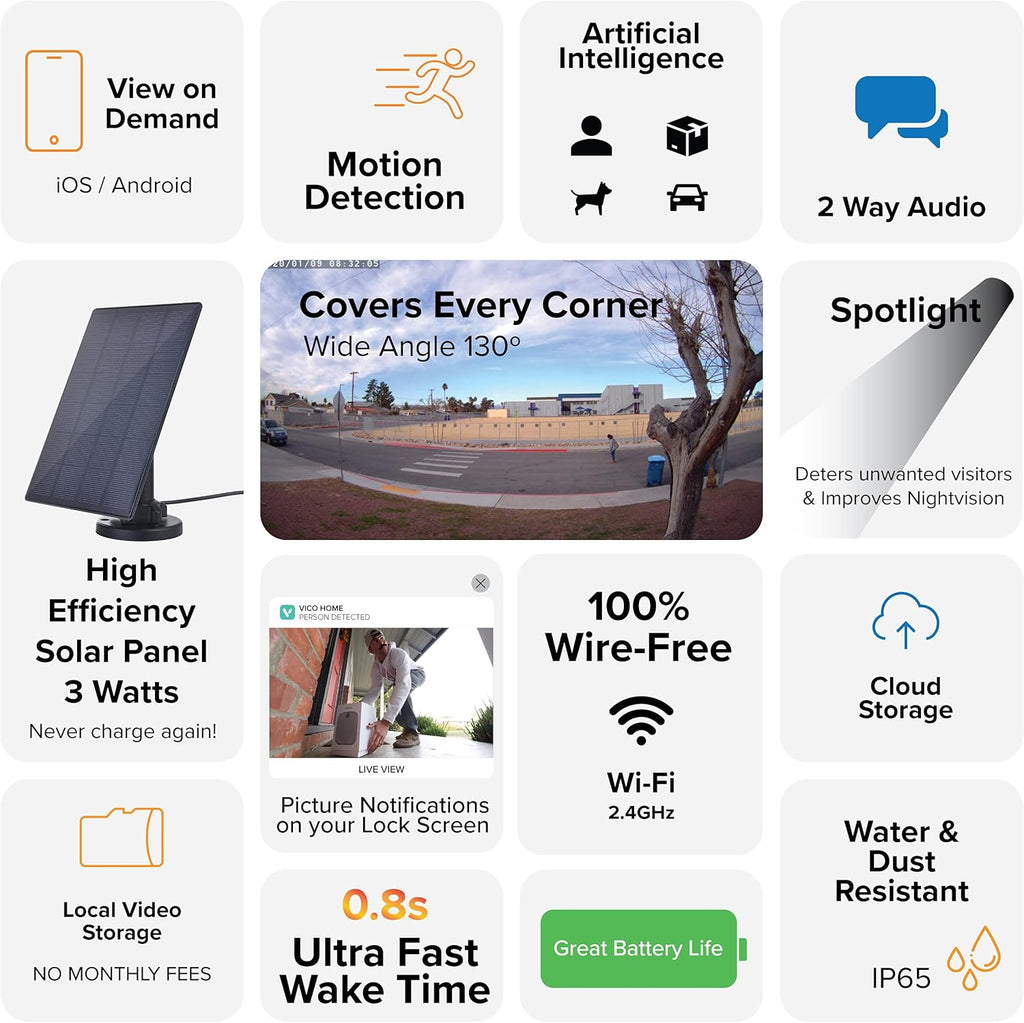 Wireless Solar Security Camera with Spotlight A41758