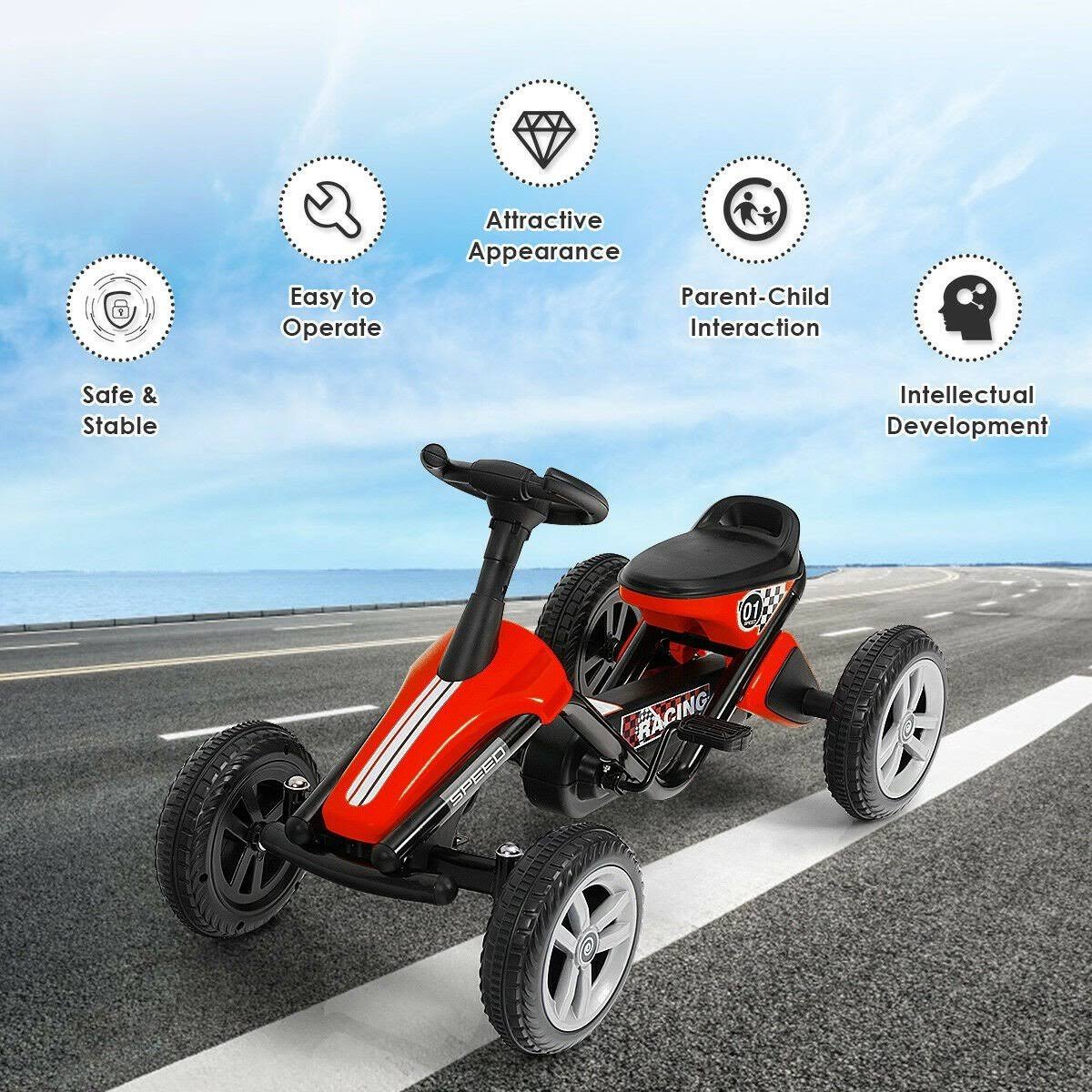 4 Wheel Pedal Powered Ride on Car Red U5319