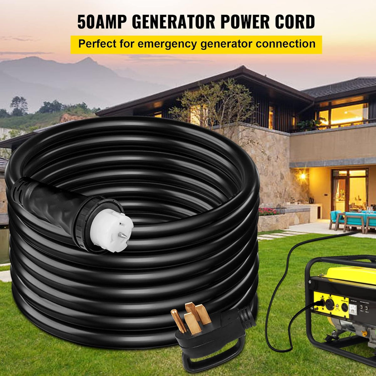 75Ft 50 Amp 8 Gauge Generator Extension Cord D60983