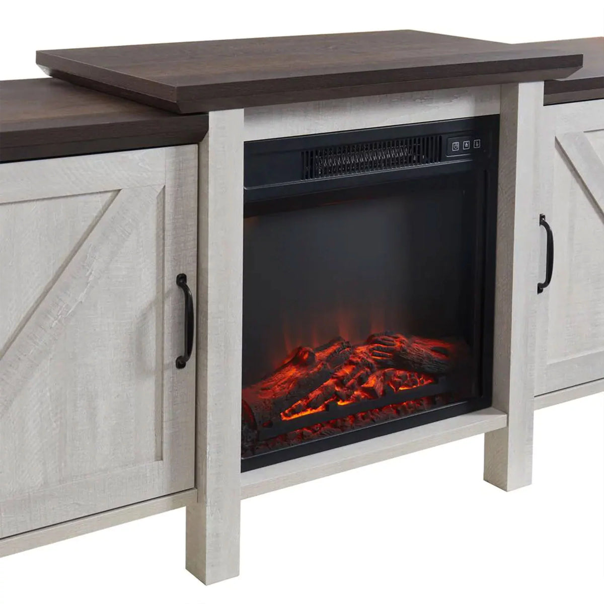 Grey Freestanding Wooden Electric Fireplace TV Stand Console K77350