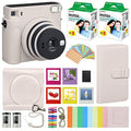 Chalk White Instant Camera with Carrying Case and 40 Sheets Film B11584