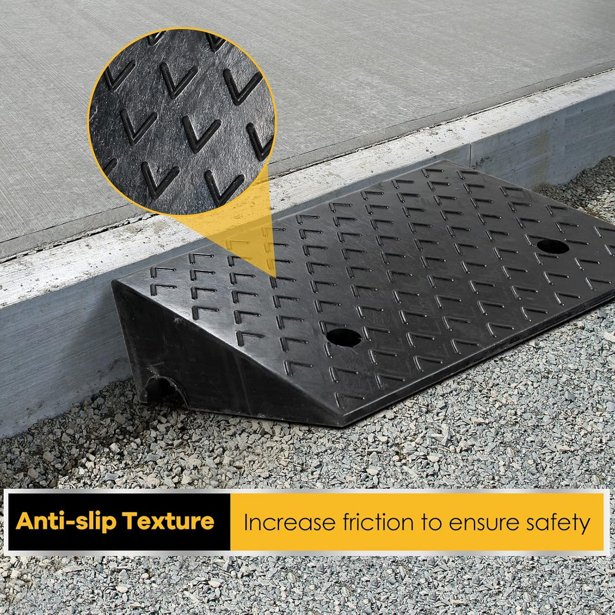 5” Rubber Curb Ramps 2PCS, Heavy Duty 22° Driveway Ramps with 4 Expansion Bolts & Predrilled Holes, Anti-Slip Surface, 6,800 lbs Load Capacity Pack of 2 V878