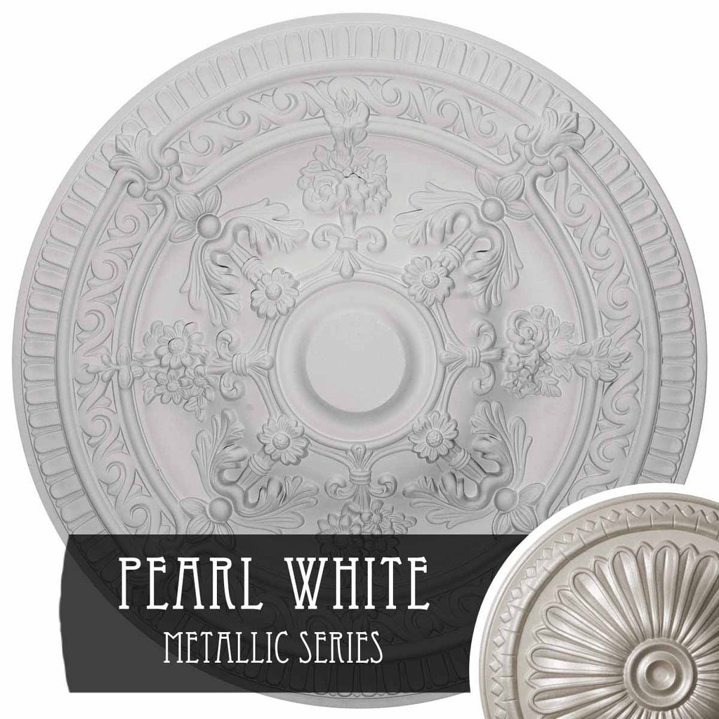 Hand-Painted Pearl White Ceiling Medallion Y233767