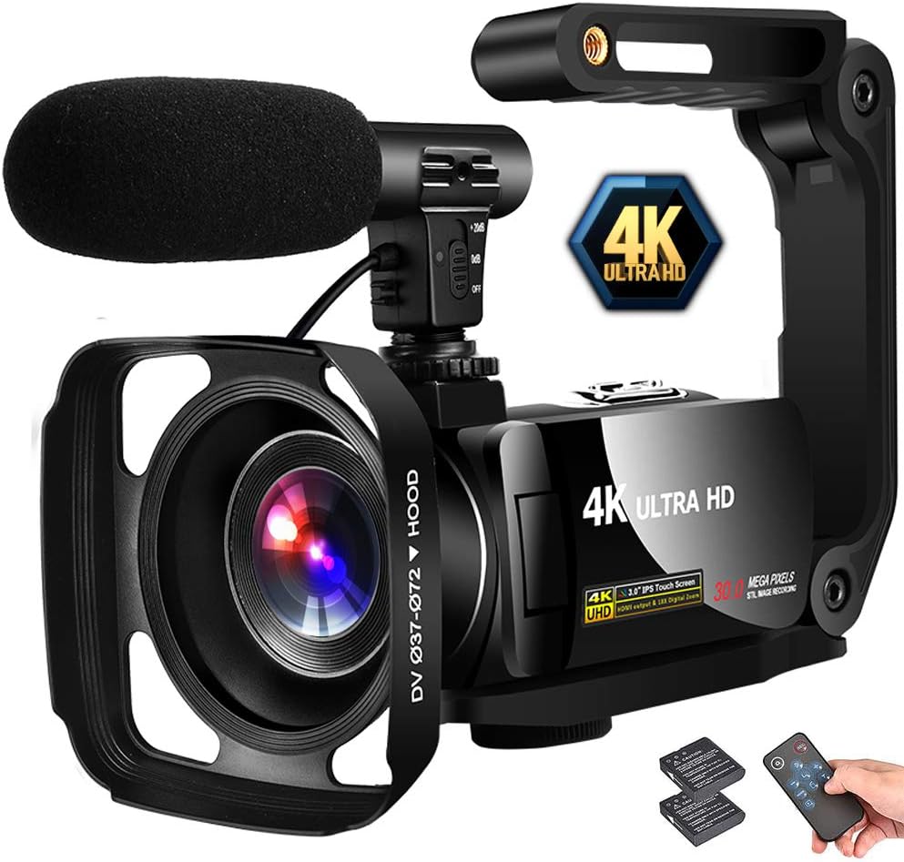 4K Camcorder with 3" LCD Touch Screen and Microphone A614