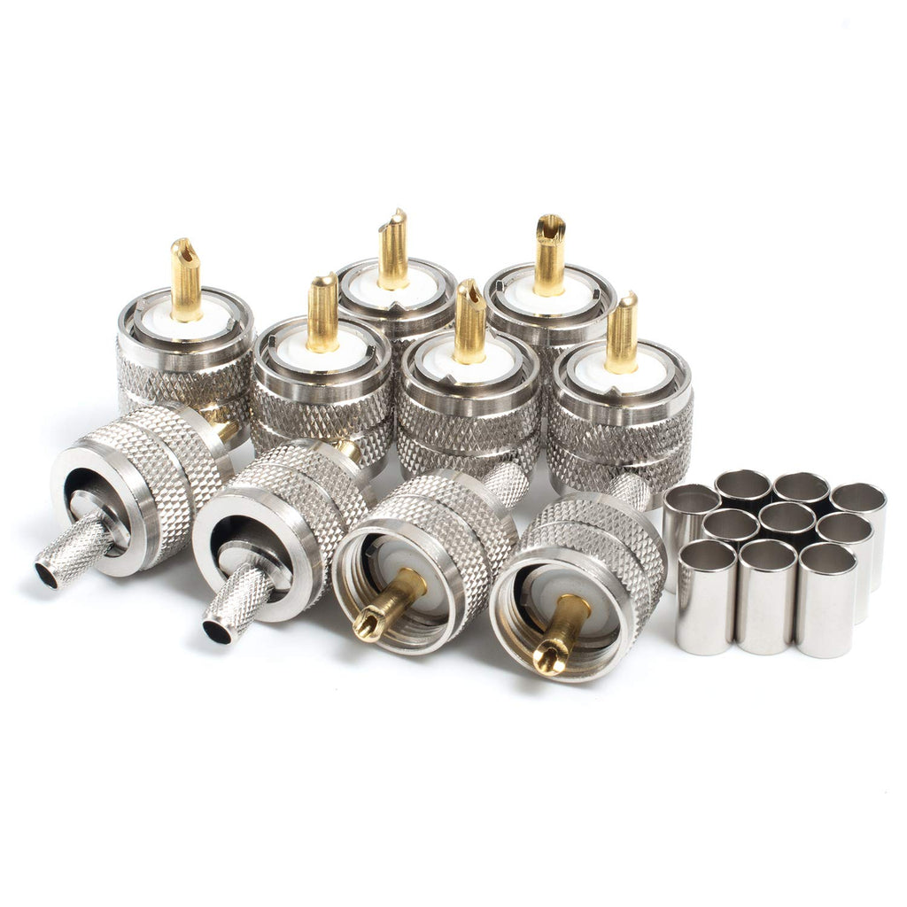 （Pack of 10） UHF Male PL-259 Plug Crimp for RG8X LMR240 Cable Straight RF Coaxial Adapter Connector D955