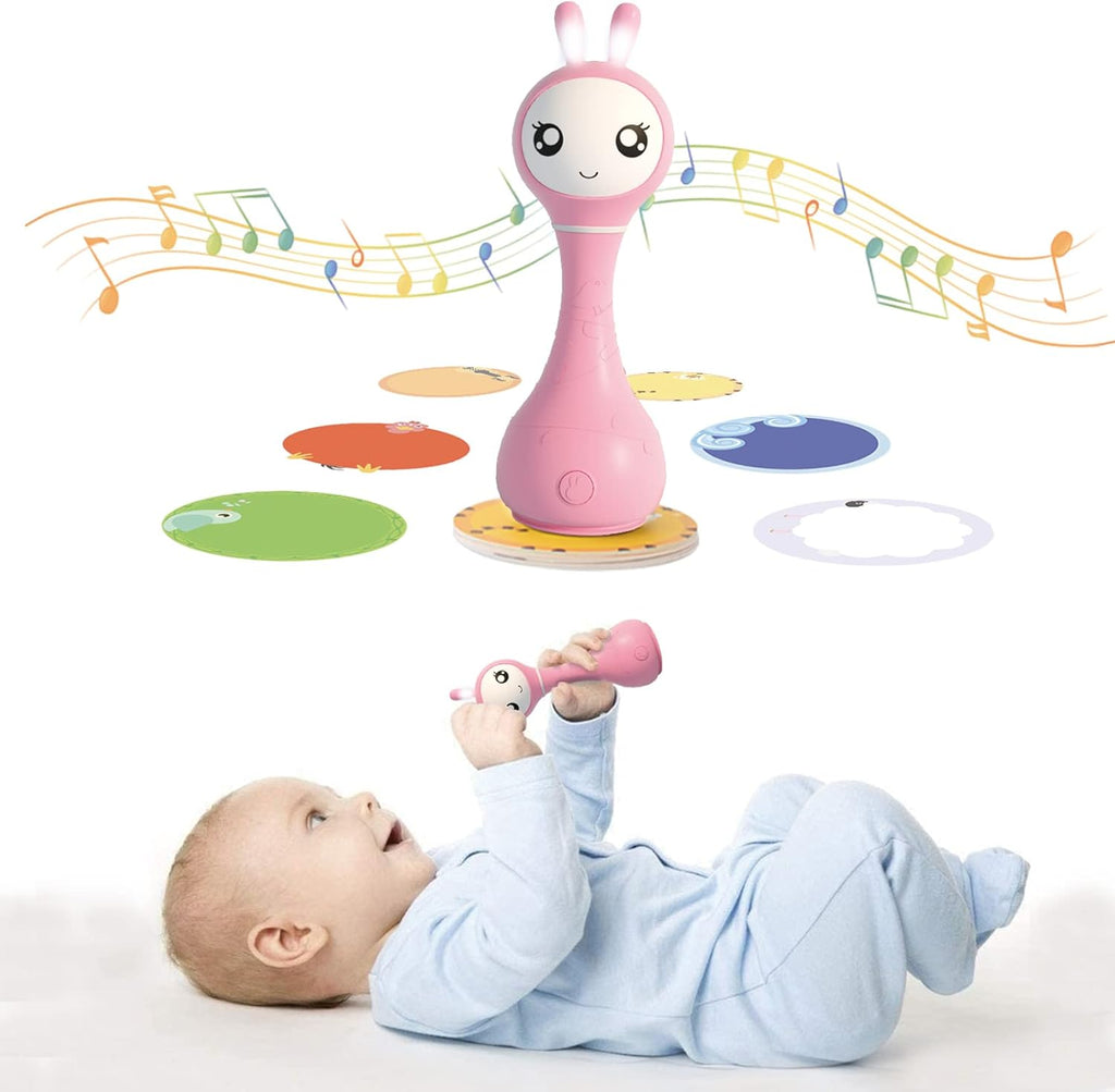 Pink Musical Toy Rattle Teether with Luminous Ears, Pack of 2 T34190