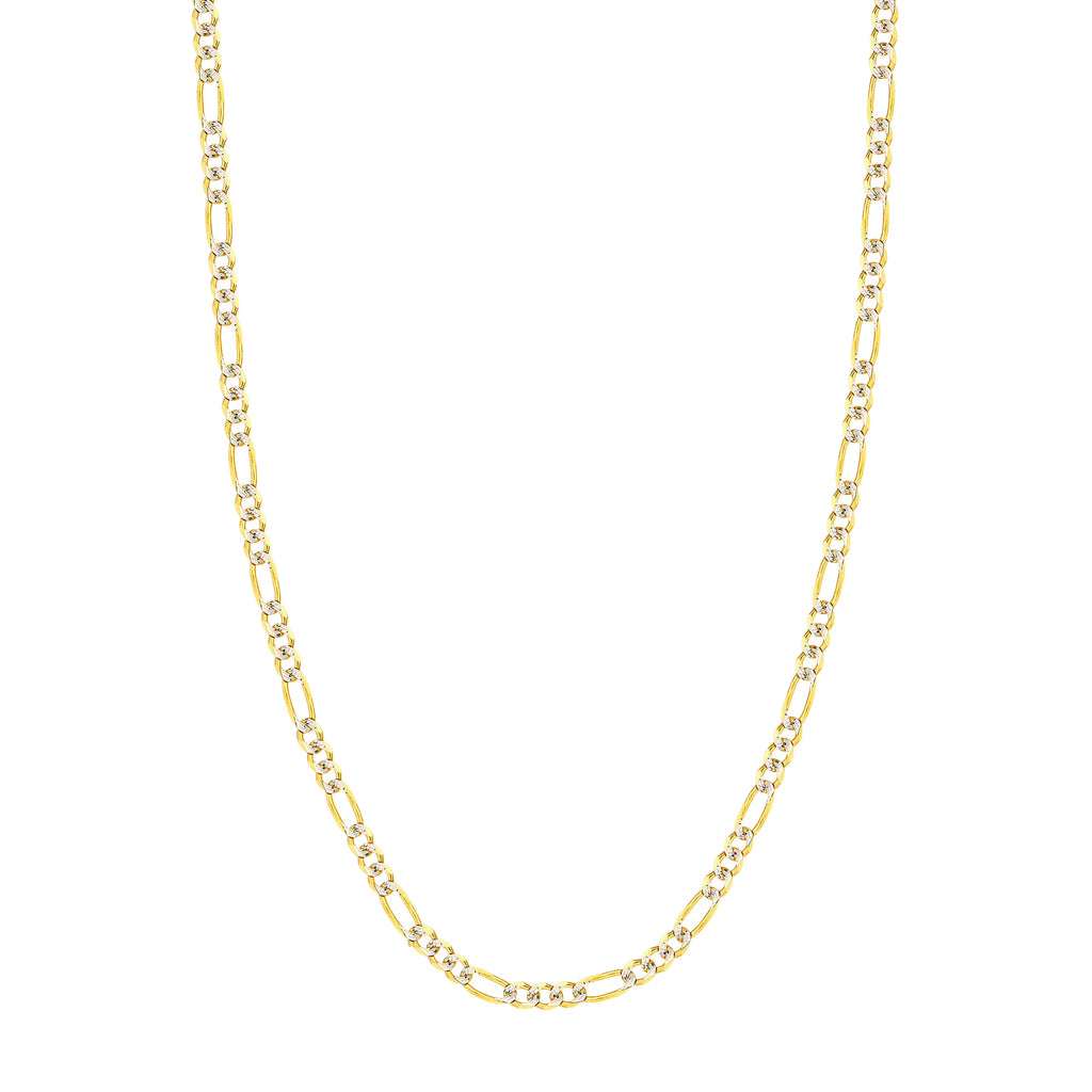 14K Two-Tone Gold 24" 4.75mm Pave Figaro Chain Necklace H769