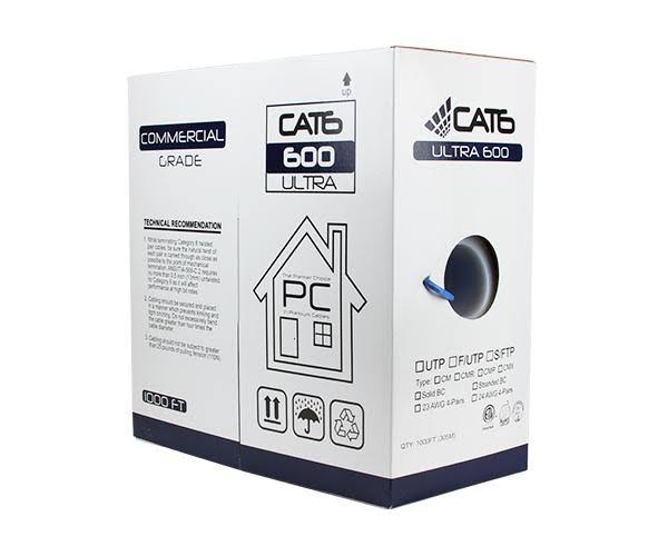 Cat6 UTP Bulk Ethernet Cable, Solid Copper, 23 AWG 1000ft, Gray S9099