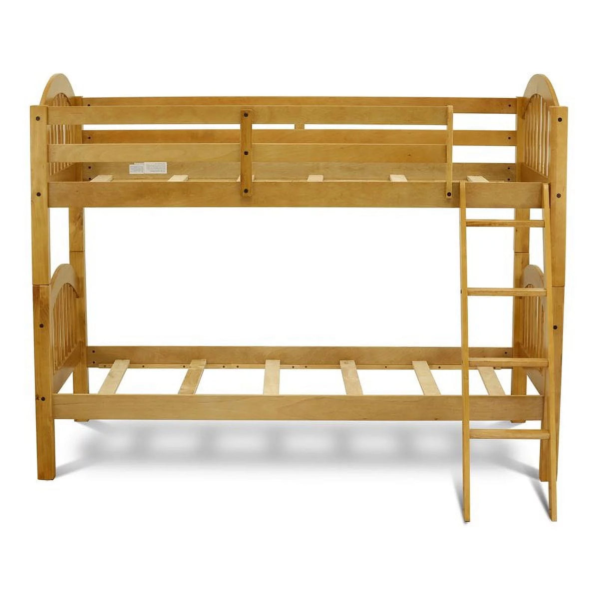 Oak Wood Twin Bunk Bed with Guard Rails E53325