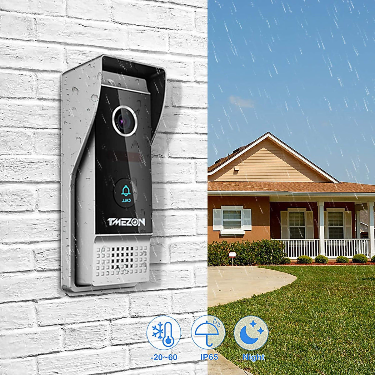 Wireless WIFI Video Door Phone IP Doorbell Intercom System with Camera 4 Wire 7 Inch Entry with 1x1080P Wired Camera Night Vision K82163