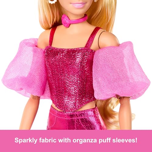 Metallic Blue Top and Skirt Doll with Wavy Brown Hair and Accessories T2374