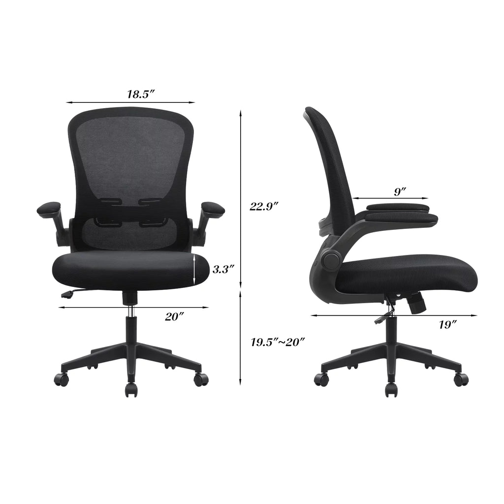 Black Mesh Ergonomic Office Chair with Flip-up Armrests M77337