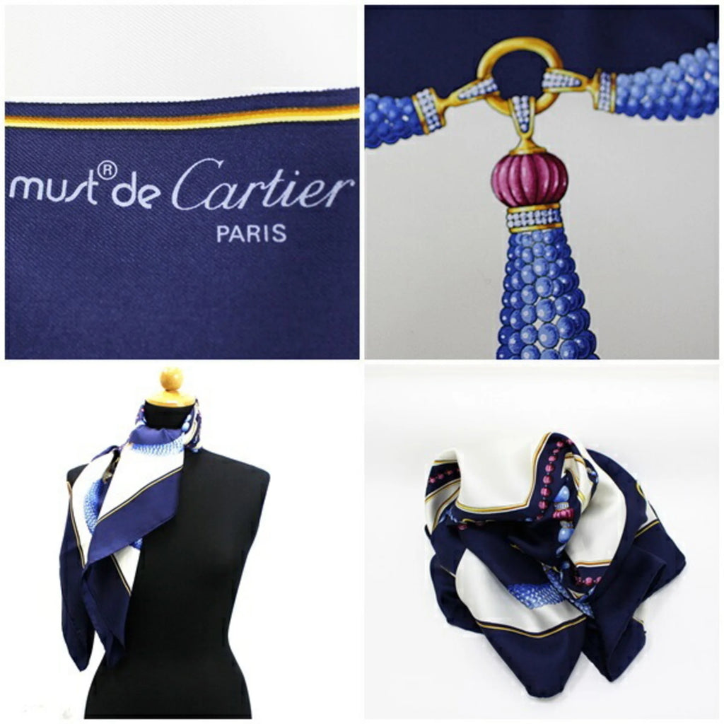 Navy White Pattern Scarf Muffler D149