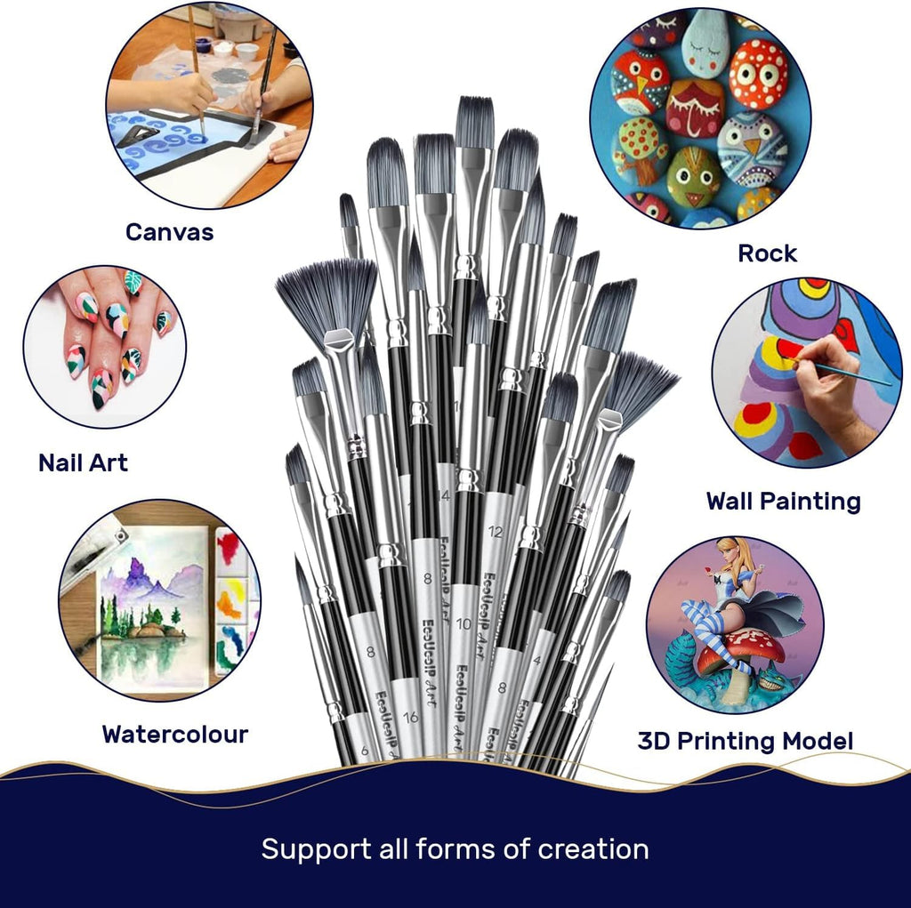 24 Pack Paint Brushes with Carrying Bag W416