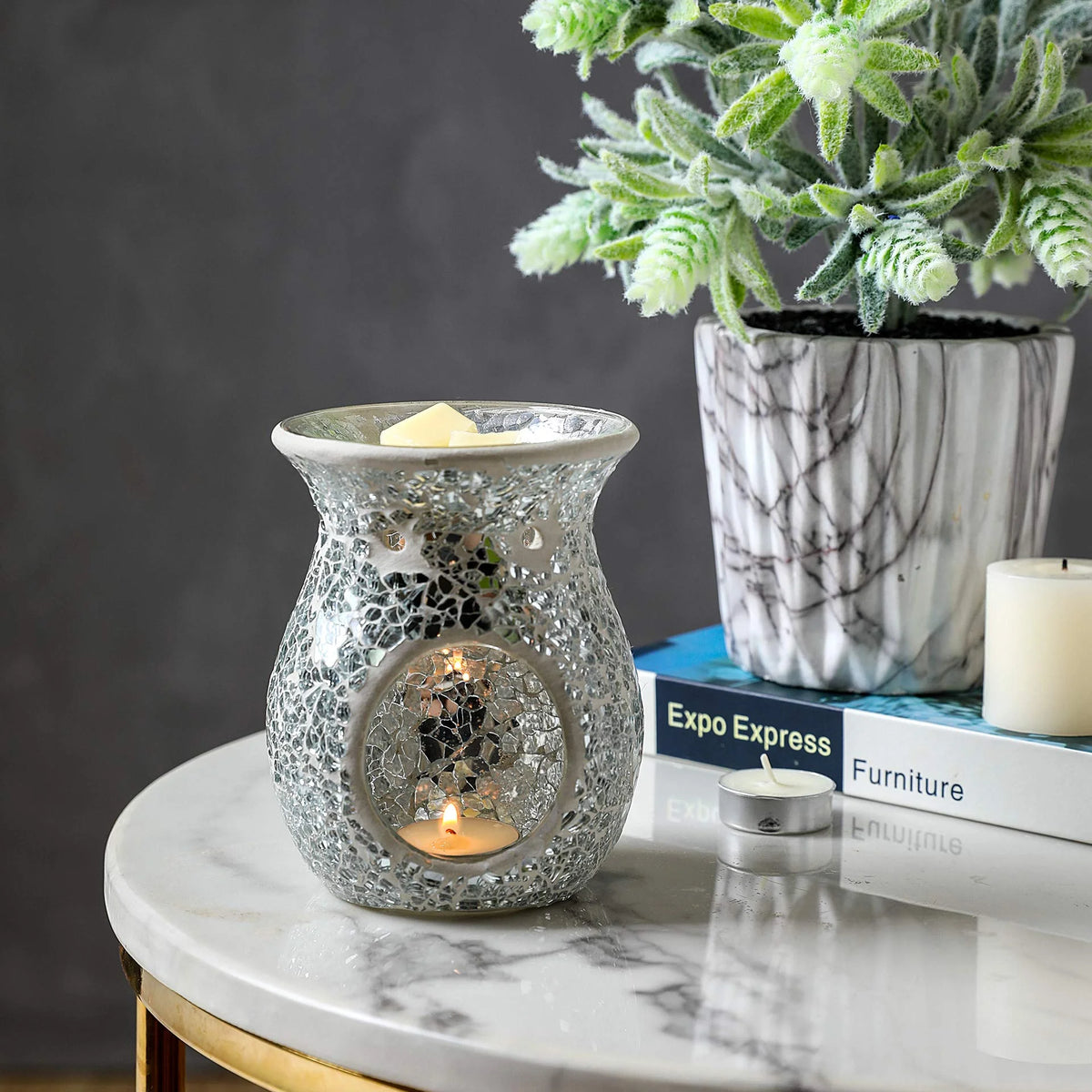 4.5X5.5 Inch Mosaic Glass Oil Burner G17925