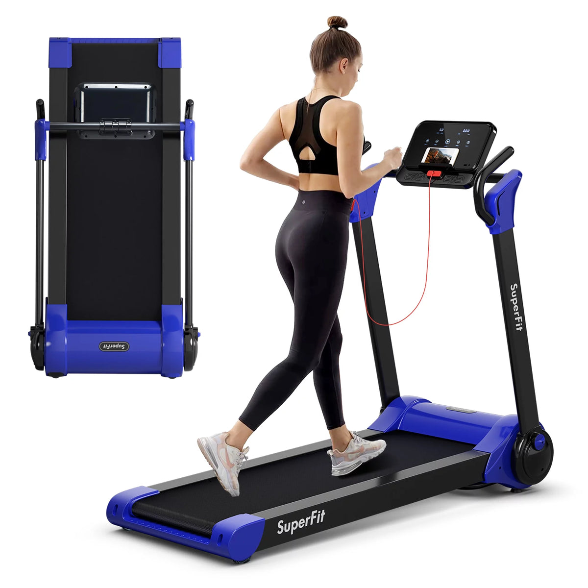 Folding 2.25HP Electric Treadmill Black Q9151