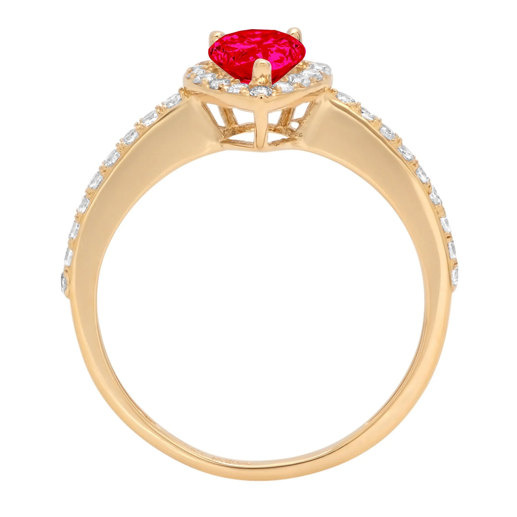 Pear Cut Pink Simulated Tourmaline 18k Yellow Gold Halo Ring Size 3.5 N864654