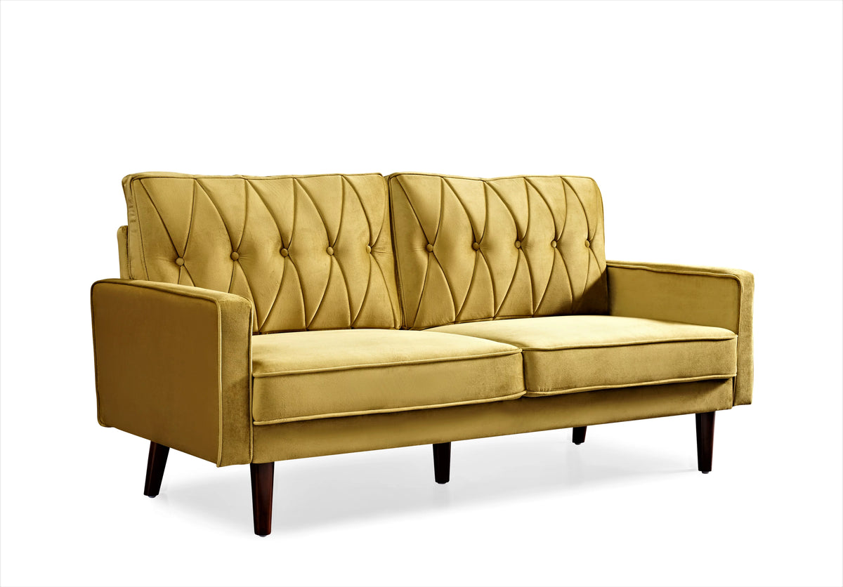 Yellow Velvet Square Arm Sofa E841
