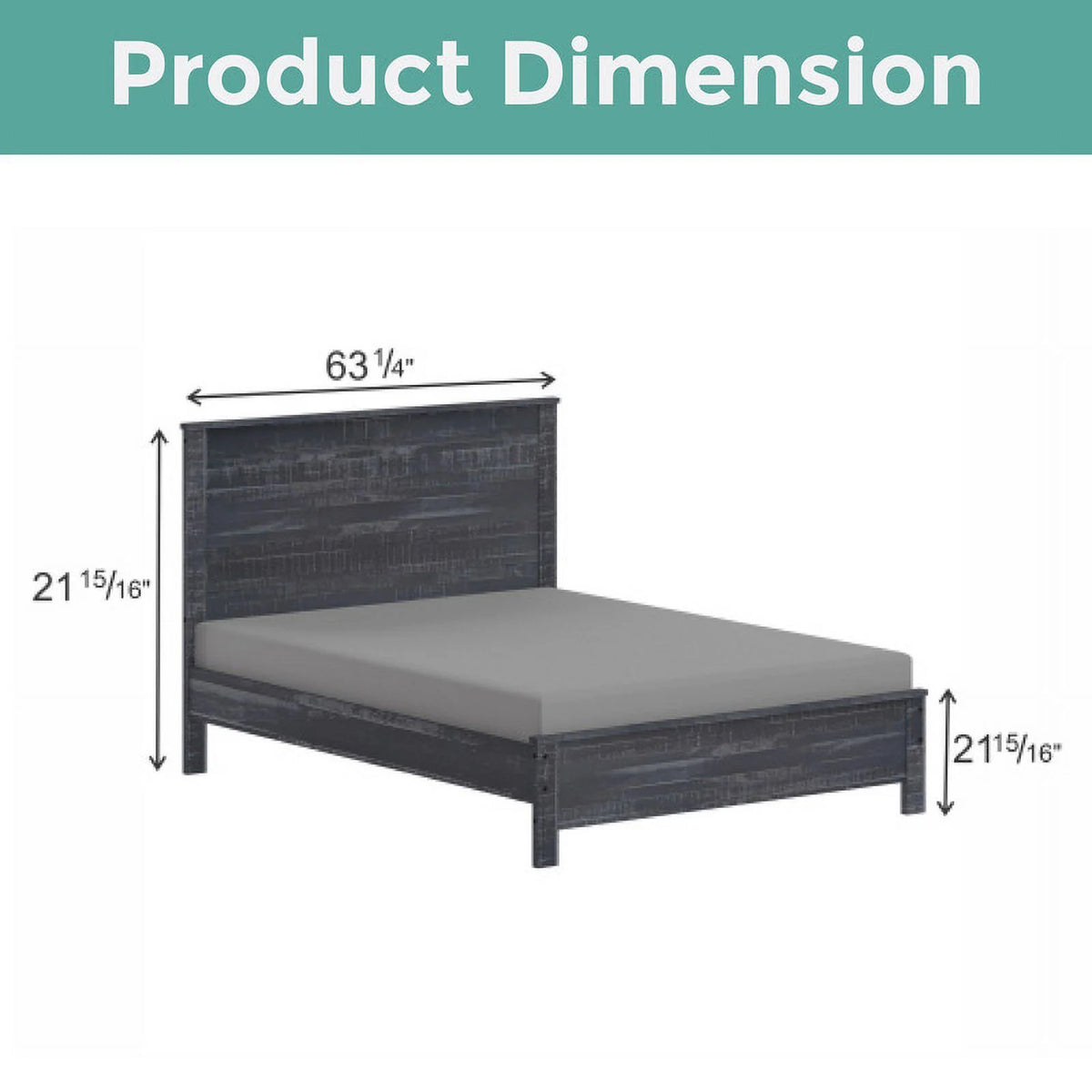 Grey Queen Size Solid Wood Platform Bed Frame U220