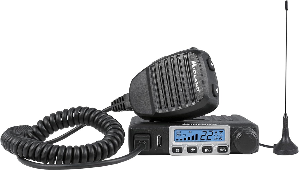 15 Watt GMRS MicroMobile Two-Way Radio with External Magnetic Mount Antenna (Black) H432