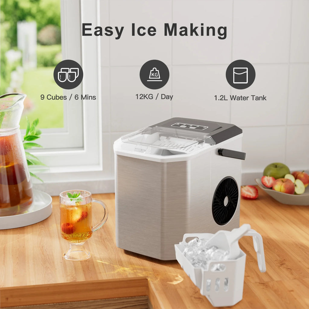 Portable Countertop Ice Maker, 9 Cubes in 6 Mins, 26lbs/24H N440256
