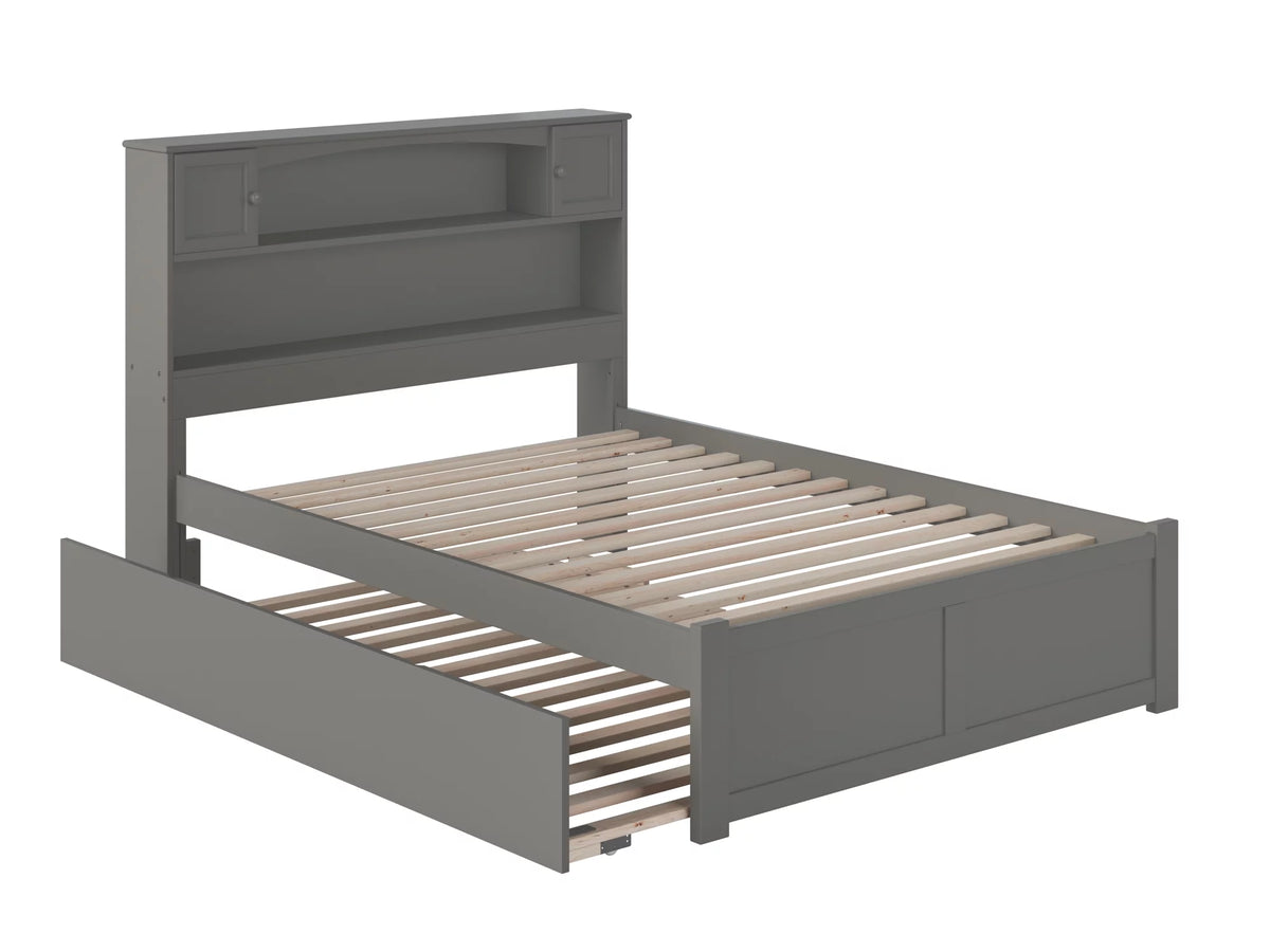 Grey Full Solid Wood Platform Bed with Trundle I2497