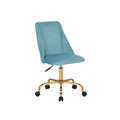 Aqua Velvet Armless Office Chair with Gold Metal Legs Z251354