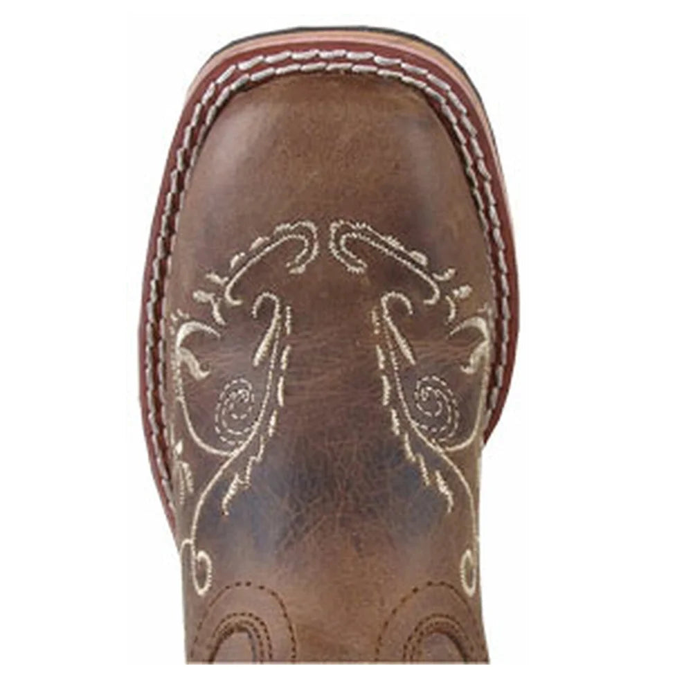Brown Waxed Distress Girls Western Boots X64128
