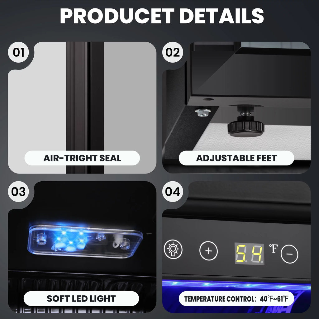 1.6cu.ft Wine Cooler Cabinet Beverage Mini Fridge Black E99737