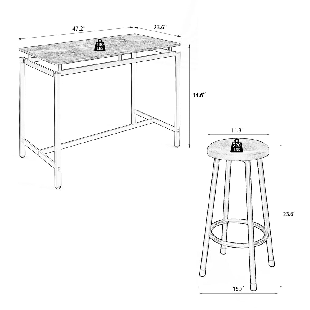 Bar Table Set with 4 Cushioned Stools W36178