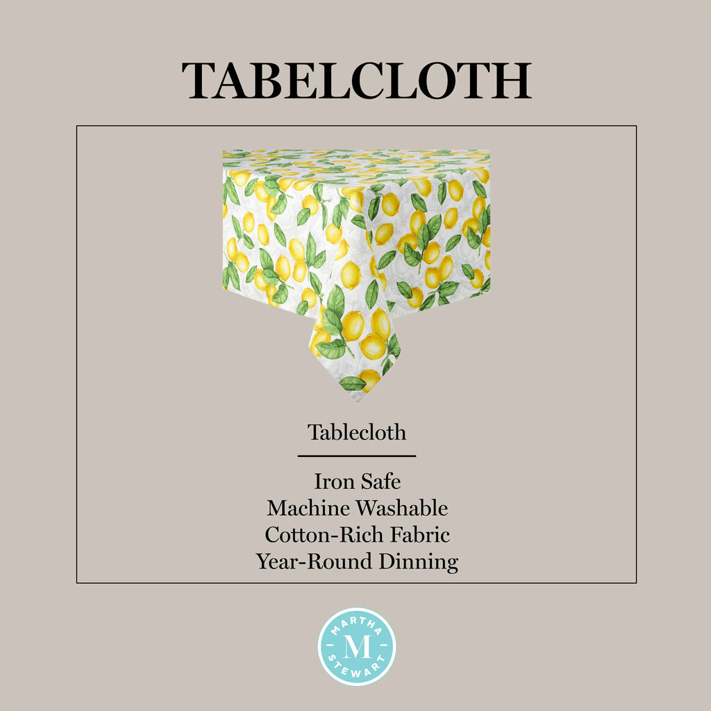 White Yellow Fabric Tablecloth 60"x102" P519354