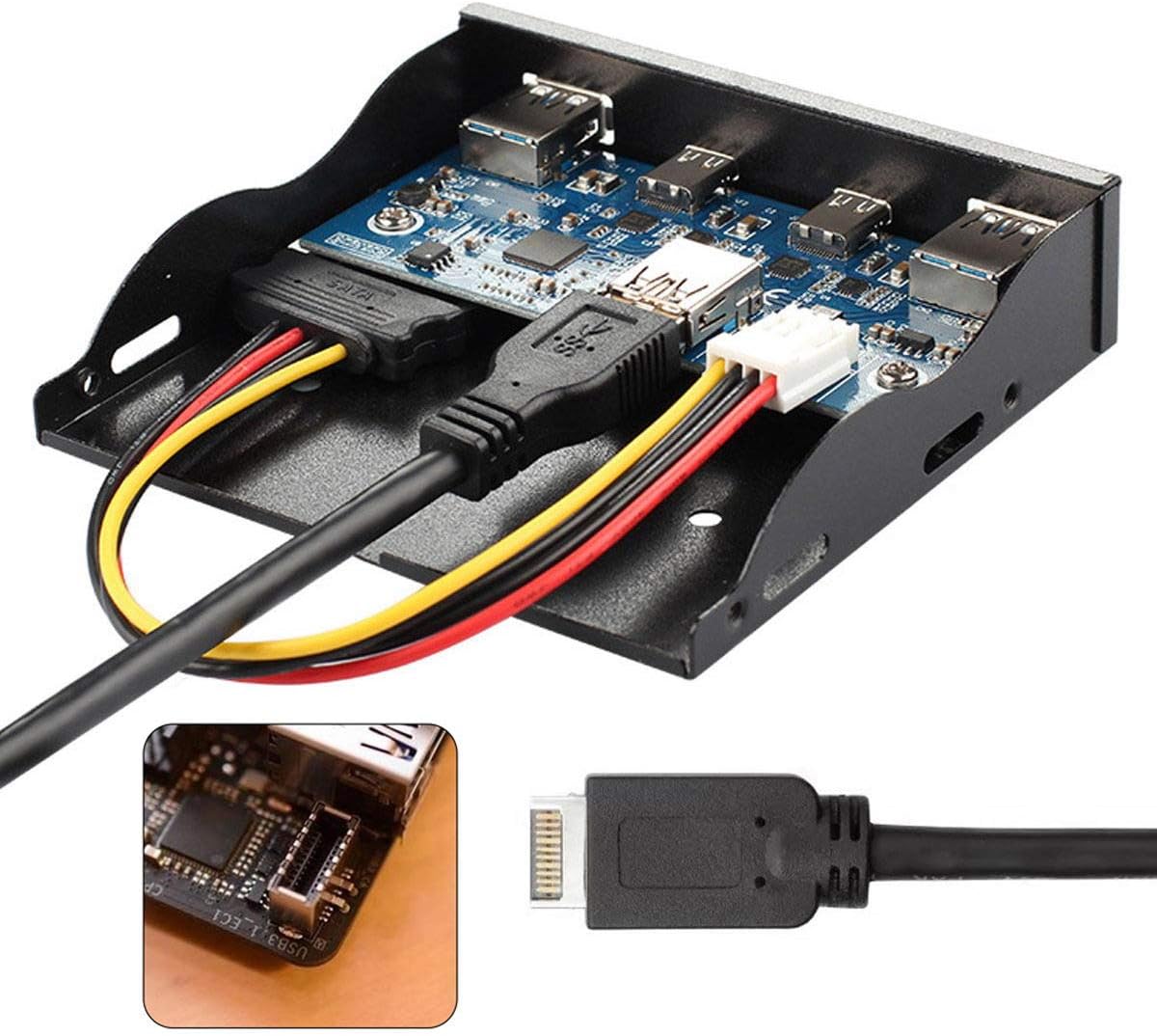 USB 3.1 Front Panel Header to USB-C & USB 3.0 HUB 4 Ports Motherboard Cable W1924
