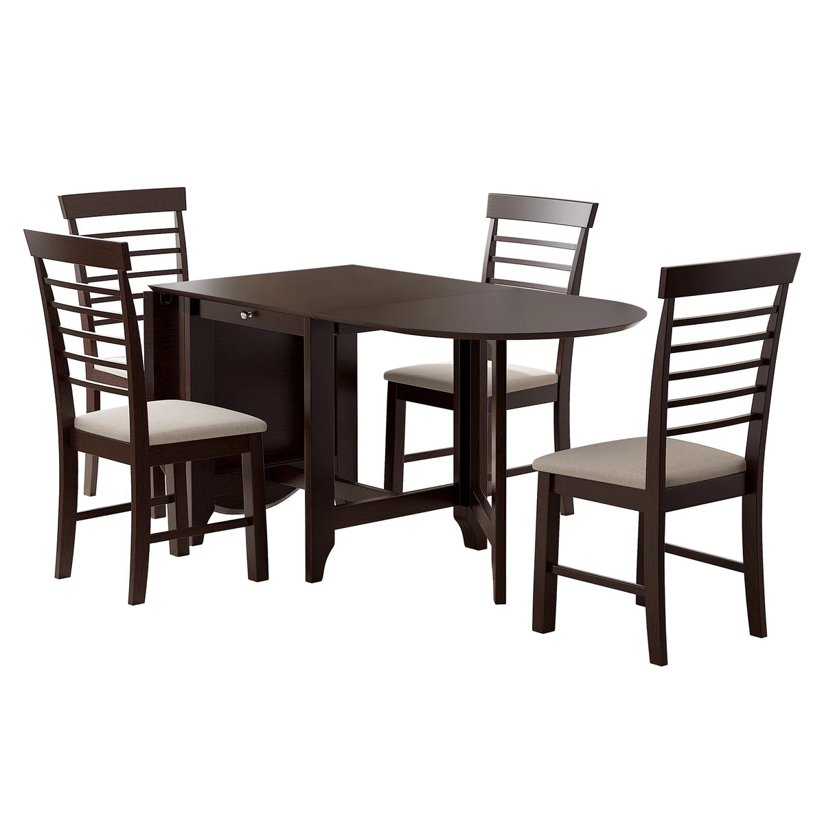 Retro Drop-Leaf Table with 4 Upholstered Dining Chairs B355