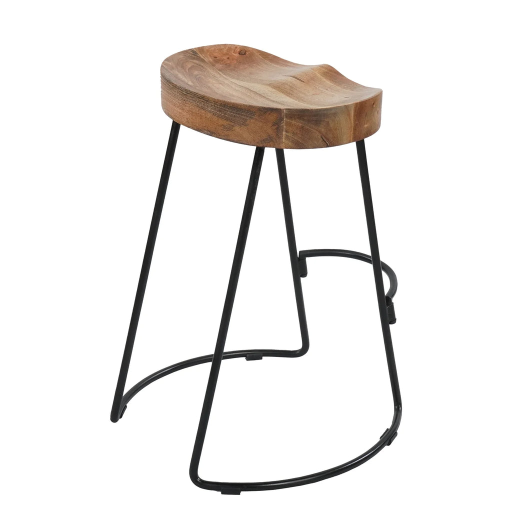 24 Inch Natural Brown Mango Wood Backless Barstool M395260