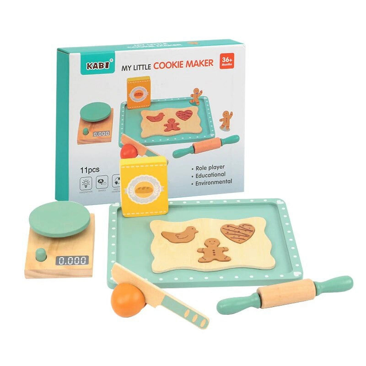 Wooden Pretend Play Kitchen Baking Tools Toys Dough Sets Accessories Toddler Sensory Game L54508