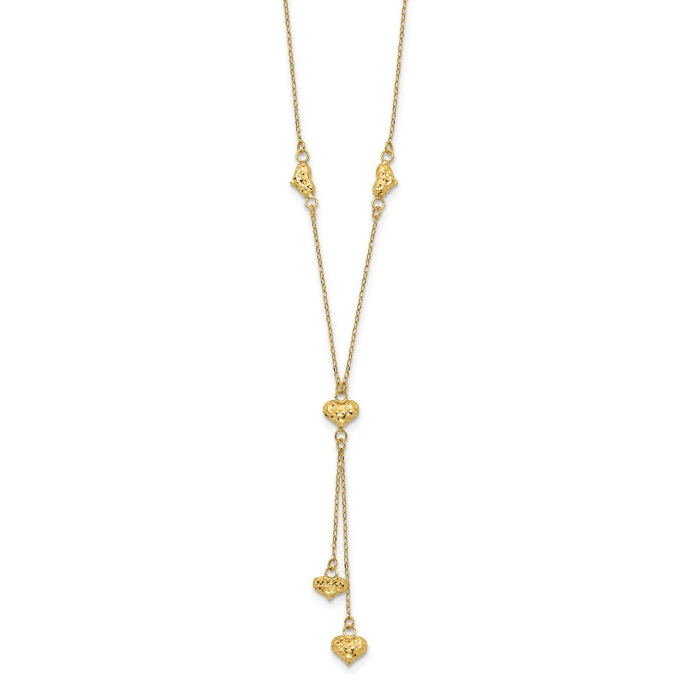 14 Karat Yellow Gold Diamond-cut Y-Necklace with 2-inch Extension W997355