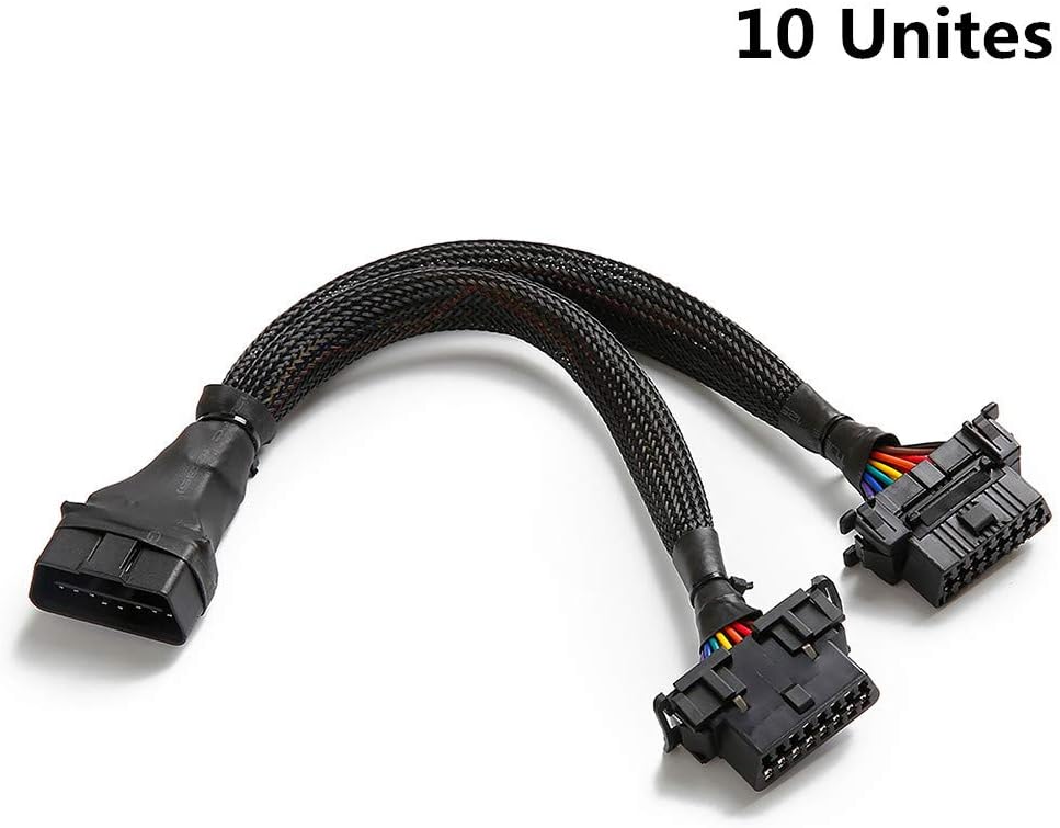 OBD2 16 Pin Splitter Extension Cable Adapter 1FT 10 Pack F54526