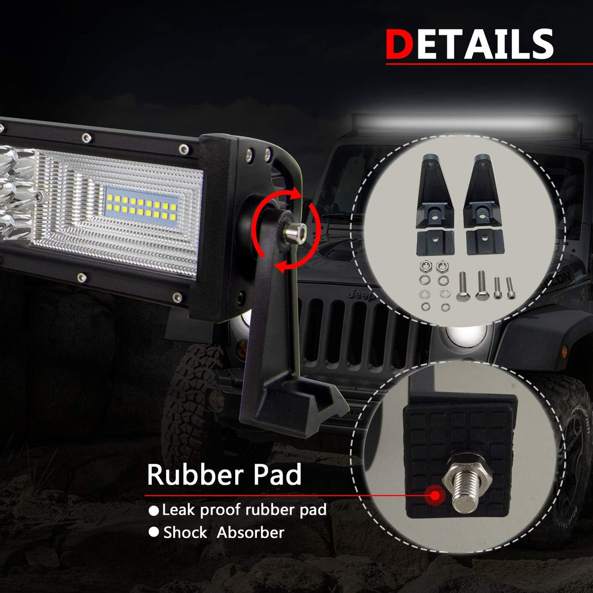 22 inch 7D 324W Triple Row LED Light Bar Spot Flood Combo Beam Waterproof 20000LM Pack of 2 B3557