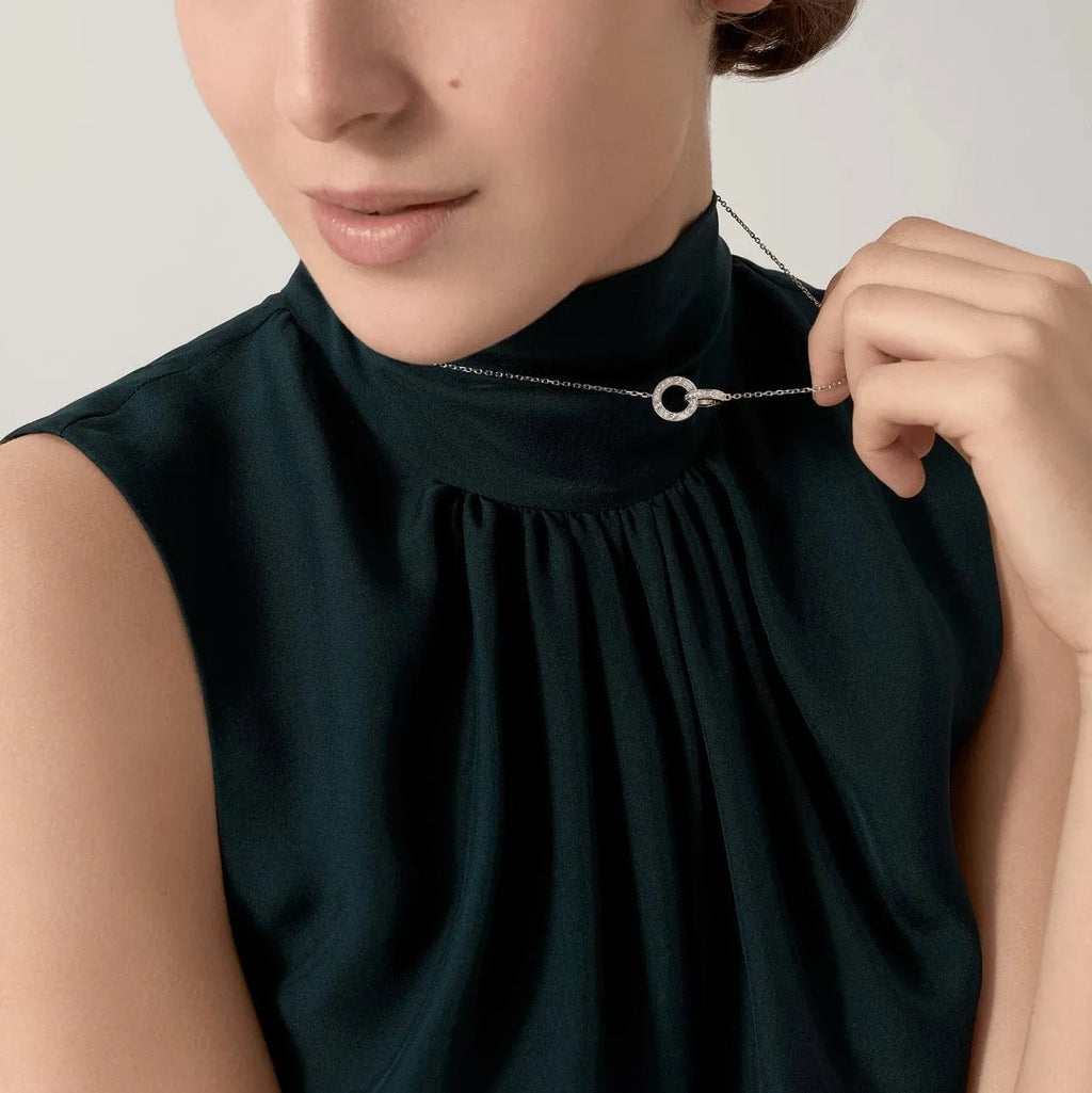 Love Necklace Interlocking Circles Necklace With Diamond Paved G6973