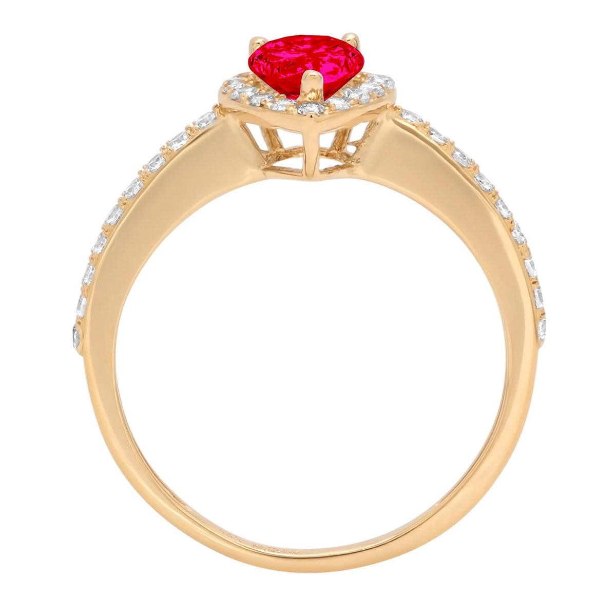 Pear Cut Pink Simulated Tourmaline 18k Yellow Gold Halo Ring Size 3.5 N864654