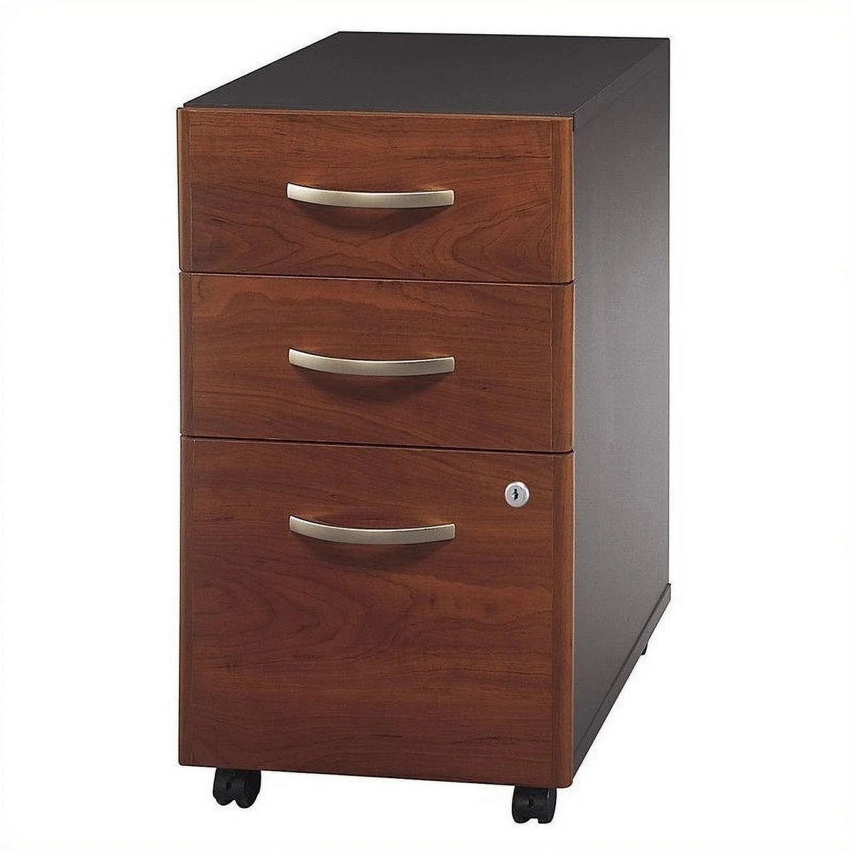 66" Desk Shell and 3 Drawer Mobile Pedestal Set in Cherry I3558