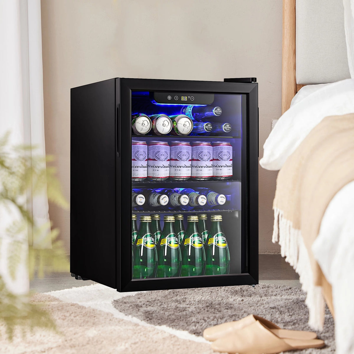 1.6cu.ft Wine Cooler Cabinet Beverage Mini Fridge Black E99737