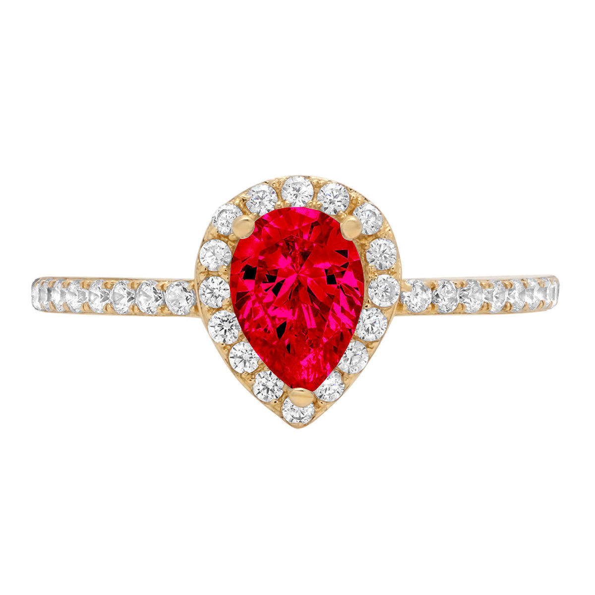 Pear Cut Pink Simulated Tourmaline 18k Yellow Gold Halo Ring Size 3.5 N864654