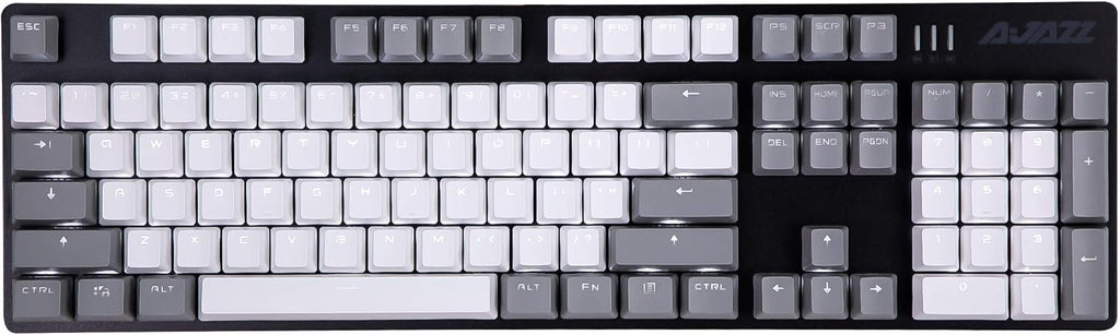 AK50 Mechanical Gaming Keyboard - PBT Keycaps - Grey-White - White Backlit - Blue Switches - Black W44391
