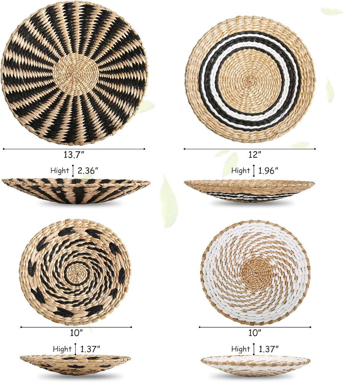 Set of 4 Handmade Seagrass Wicker Wall Basket Decor K94189