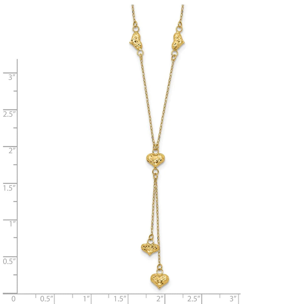 14 Karat Yellow Gold Diamond-cut Y-Necklace with 2-inch Extension W997355