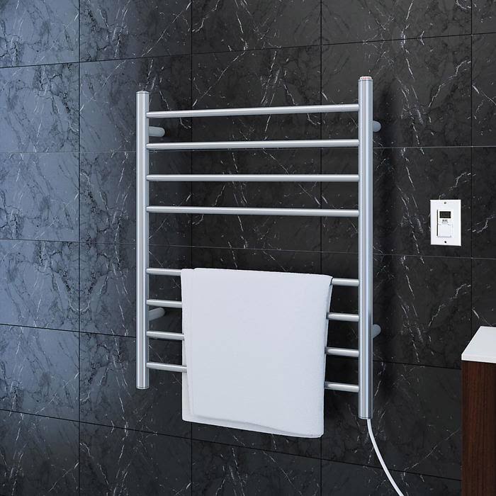 Dual 8-Bar Hardwired and Plug-In Towel Warmer in Brushed Stainless Steel B358449