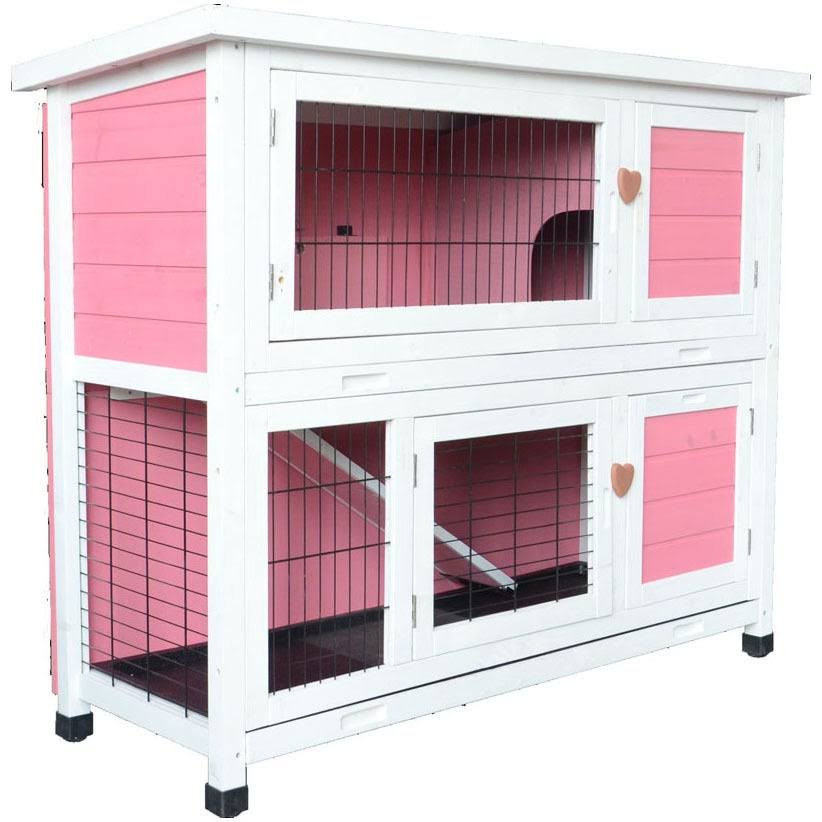 40x22 Wooden Rabbit Hutch Pet Cage Pink A59009