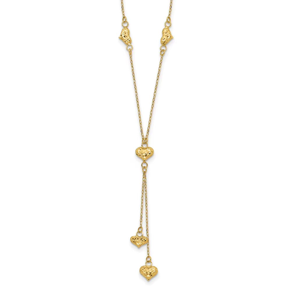 14 Karat Yellow Gold Diamond-cut Y-Necklace with 2-inch Extension W997355